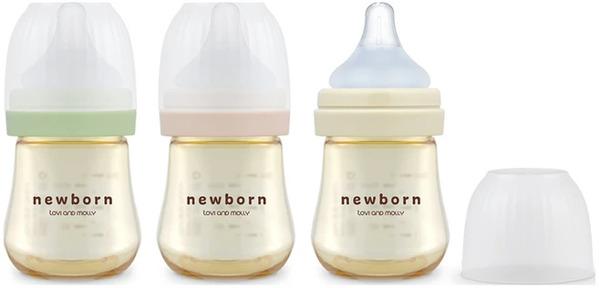 토비앤몰리 신생아젖병 트리플팩 세트, 핑크, 바닐라, 그린, 1세트, 80ml - 쿠팡