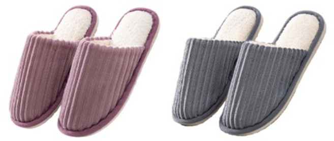 플라카 여성용 포근한 털 실내화 2종 세트, 핑크 + 그레이, 1개