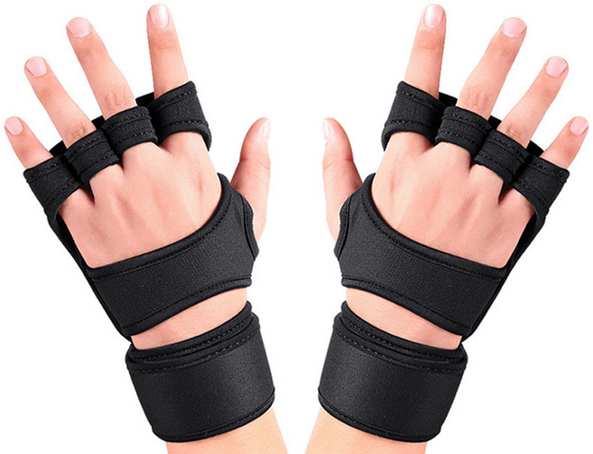 The해피앤 운동 손목 보호 헬스 장갑 양손 세트, 블랙, 1세트