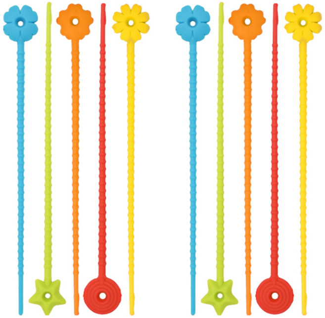 플라이토 국산 꽃잎 다용도 케이블 선정리 실리콘 컬러 타이, 랜덤발송, 10개