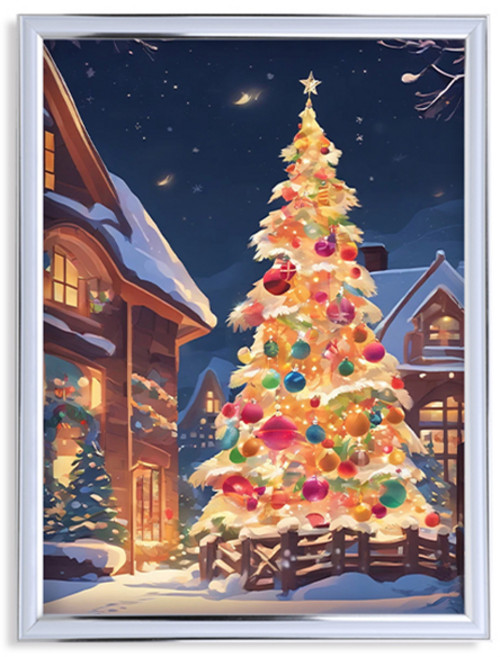 엔픽아트 액자형 보석십자수 DIY 키트 세트 눈 덮인 트리 30 x 40 cm MK087, 혼합색상, 1세트