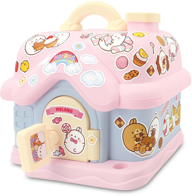 몰랑이 몰랑몰랑 스티커 꾸미기 크림하우스 저금통 세트, 분홍, 1세트