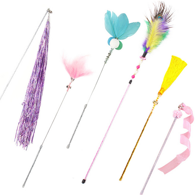 티티펫 고양이 트윙클 반짝반짝 깃털 낚시대 장난감 6종 세트, 랜덤발송, 1개