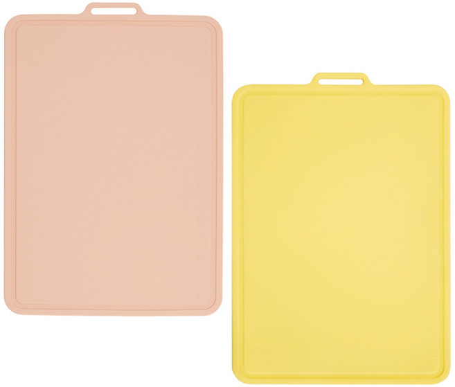 실리콘스토리 플래티넘 실리콘 양면 도마 피치 베이지 + 파스텔 옐로우 세트 대형, 1세트, 도마 2종