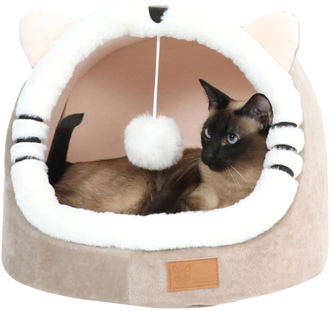 레드퍼피 개과천선 고양이 레오펀 하우스, 베이지, 1개