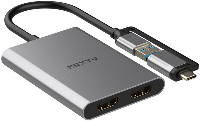 넥스트유 버이맨 USB C to HDMI 4K 듀얼 모니터 확장 컨버터 NEXTU-5622TCH-DUAL, 1개