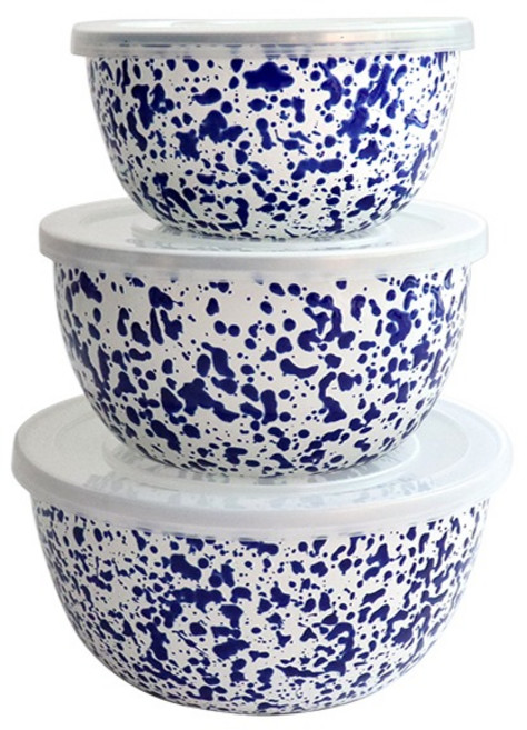 하코야 마블 법랑 미니 믹싱볼 3종 세트 네이비블루, 1세트