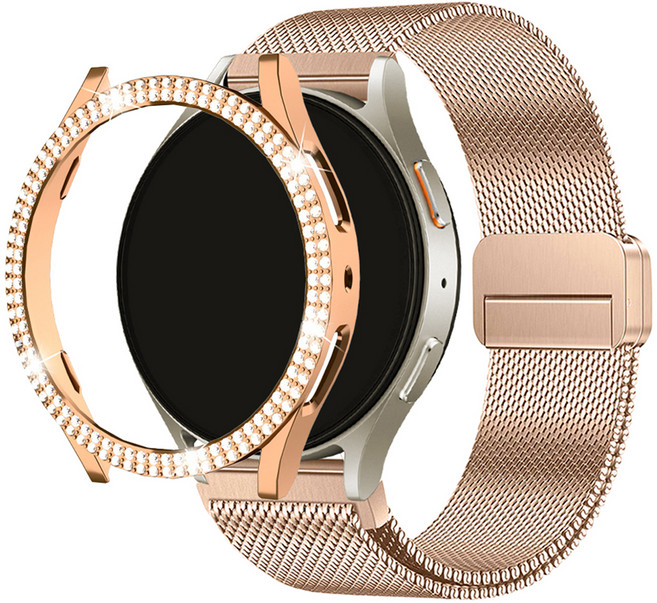 스페이스쉴드 갤럭시워치 더블 샤인 큐빅 범퍼 케이스, 로즈골드, 1개
