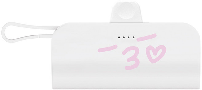 웨이브스튜디오 FACE EMOJI 미니 도킹형 일체형 10W 보조배터리 5000mAh 도킹 C타입 + 케이블 8핀, 화이트 07 빅뽀뽀쪽, TRPB-R5-CHL