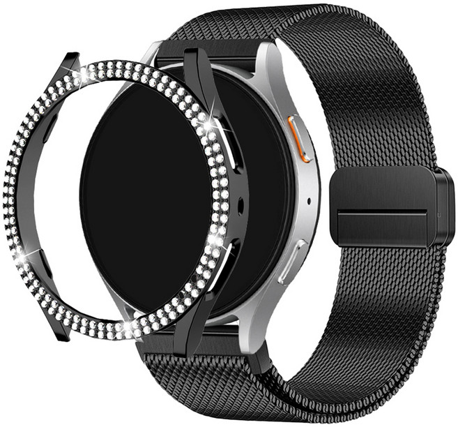 스페이스쉴드 갤럭시워치 더블 샤인 큐빅 범퍼 케이스, 블랙, 1개