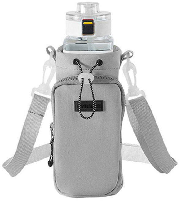 위드웨일 텀블러 물병 파우치 크로스백, 그레이, 1개
