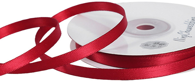 길그리 얇은 6mm 공단 선물 포장 리본, 51 딥레드, 1개, 18m