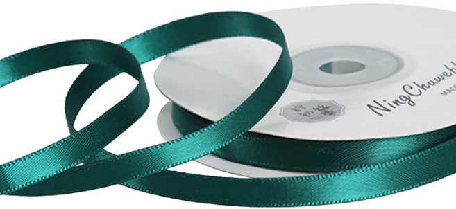 길그리 얇은 공단 선물포장 리본끈 6mm, 57 딥그린, 1개, 18m