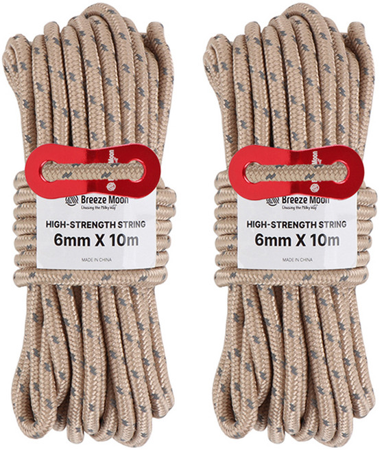 브리즈문 더 두꺼운 캠핑 고강도 PE 반사 텐트 타프 스트링 2p, 탄 베이지