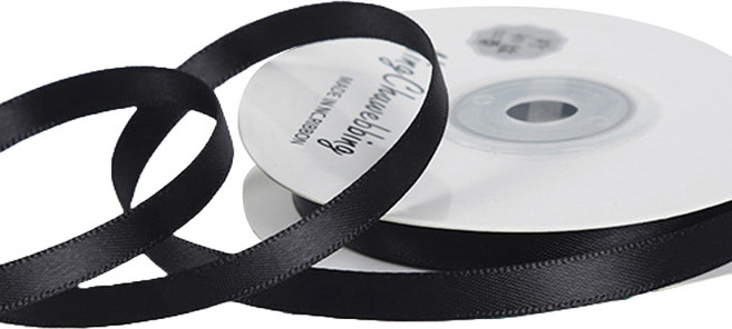 길그리 얇은 6mm 공단 선물 포장 리본, 24 블랙, 1개, 18m