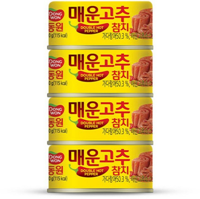 동원 매운 고추 참치, 90g, 4개