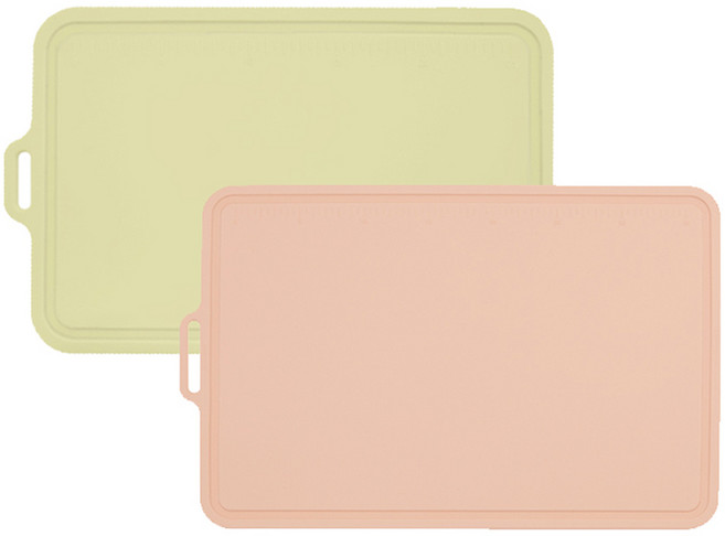 실리콘스토리 플래티넘 실리콘 양면 도마 그린 + 피치베이지 중 세트, 1세트, 도마 2종