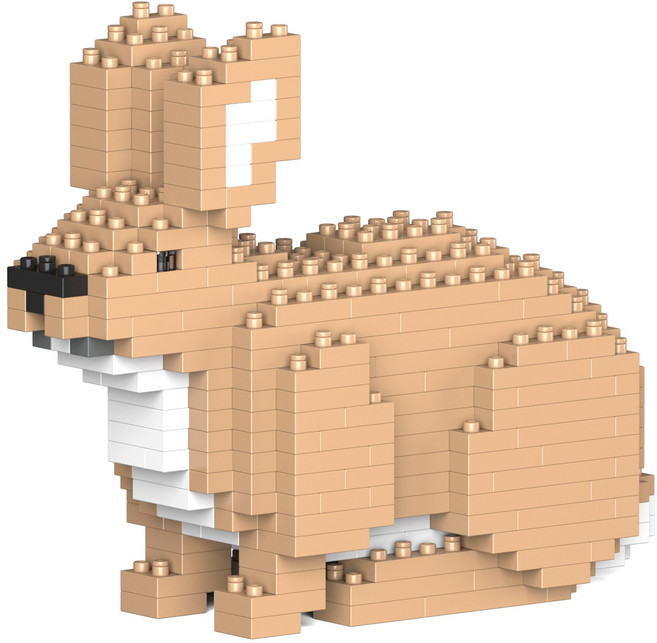 새끼 토끼 동물 블럭 M 11.2 x 30 x 24 cm, 혼합색상, 1개