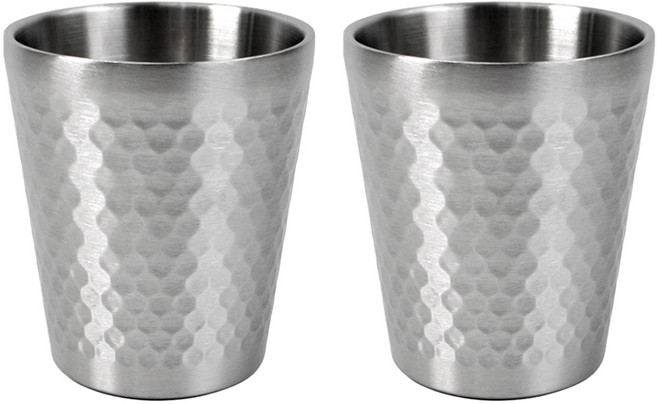 키친유 스텐 304 이중 텀블러 벌집컵 300ml, 실버, 2개