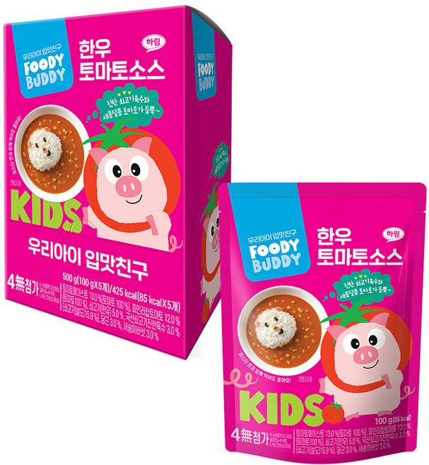 푸디버디 유아용 한우 토마토소스 5p, 혼합맛(쇠고기/토마토), 500g, 1개