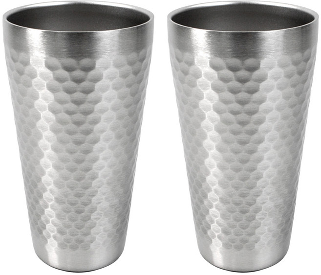 키친유 스텐 304 이중 텀블러 벌집컵 550ml, 실버, 2개