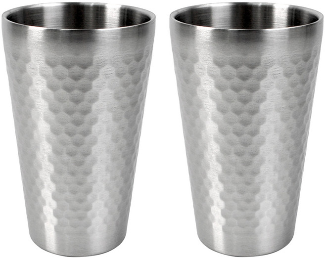 키친유 스텐 304 이중 텀블러 벌집컵 450ml, 실버, 2개