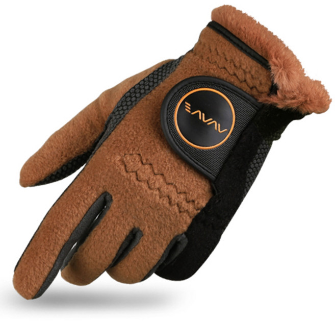 어베이브 남성용 파스텔 투톤 방한 골프장갑 양손착용 세트, 브라운 + 블랙, 1세트