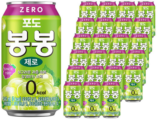 해태htb 포도 봉봉 제로, 340ml, 24개