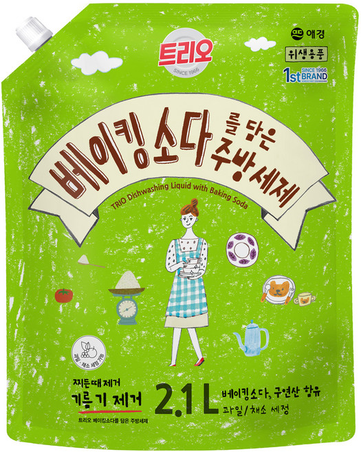 트리오 베이킹소다를 담은 주방세제, 2.1L, 1개