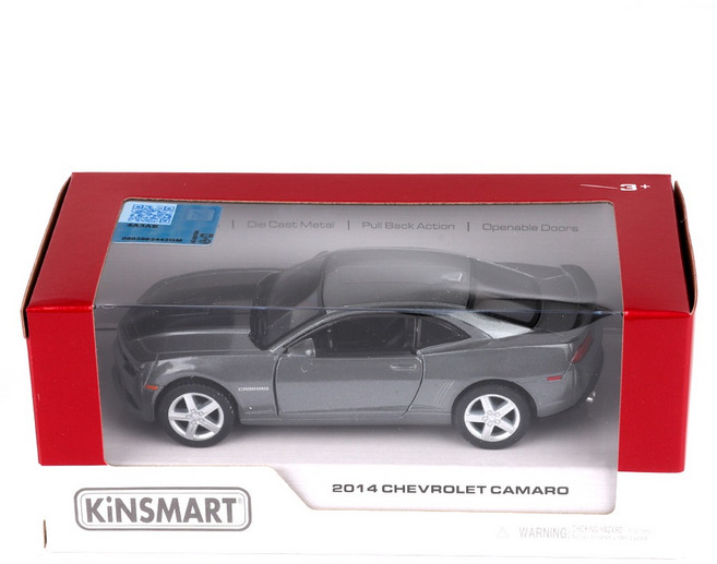 KiNSMART 2014 雪佛蘭 Camaro 條紋汽車可動玩具 KT5383F, 灰色, 1個