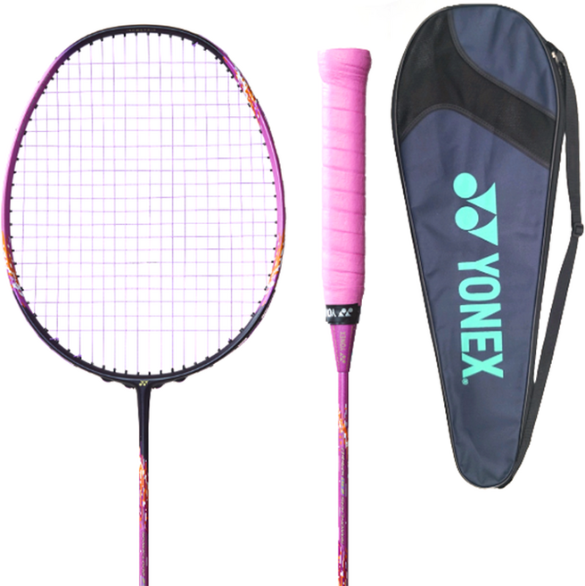 YONEX 女用羽球拍 108握把 4U5 NANOFLARE 270 + BG80紫色線 25磅張力 + 全拍套組合, 1套, 球拍(NANOFLARE 270), 線(BG80)