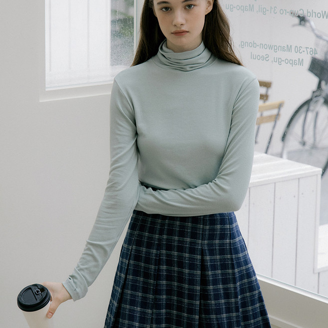 리올그 여성용 에센셜 골지 폴라 티셔츠