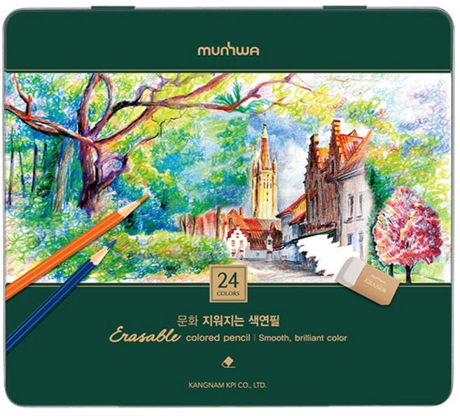 문화연필 지워지는 색연필 세트, 24색, 1세트