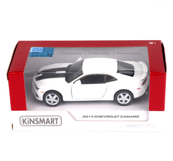 KiNSMART 2014 雪佛蘭 Camaro 條紋汽車玩具 KT5383F, 白色, 1個
