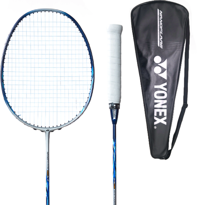 YONEX 吸汗帶羽球拍 NANOFLARE 160FX 4U5 + 天空藍 BG80 羽球線 磅數 25 + 全覆式拍套 套組, 1套, 球拍(NANOFLARE 160FX), 球線(BG80)