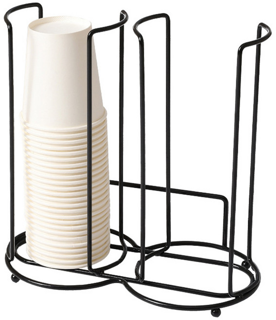 코히모 프레임 2구 종이컵 디스펜서 4W377, 1개, 블랙