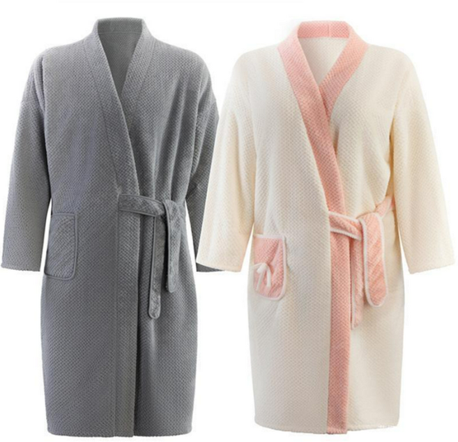 호텔 목욕 샤워 가운 2종 세트, 화이트, 그레이, 1세트