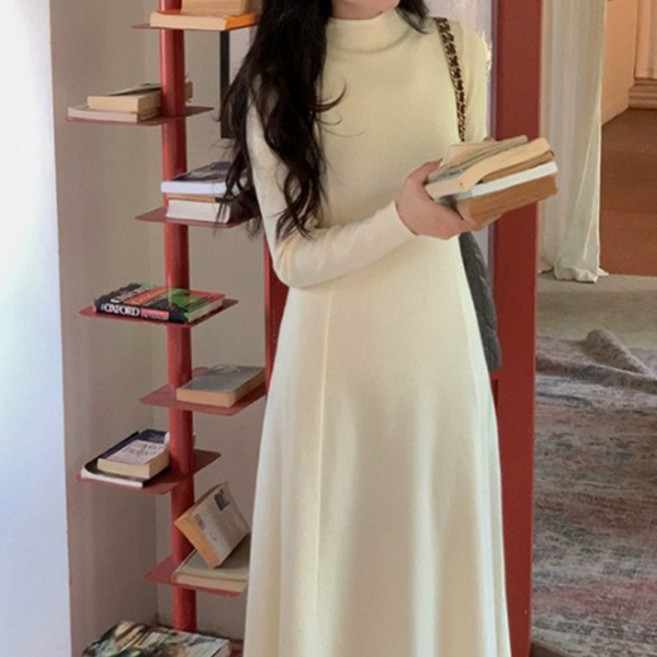 페이퍼먼츠 코페 반하이넥 니트 롱 원피스 12740