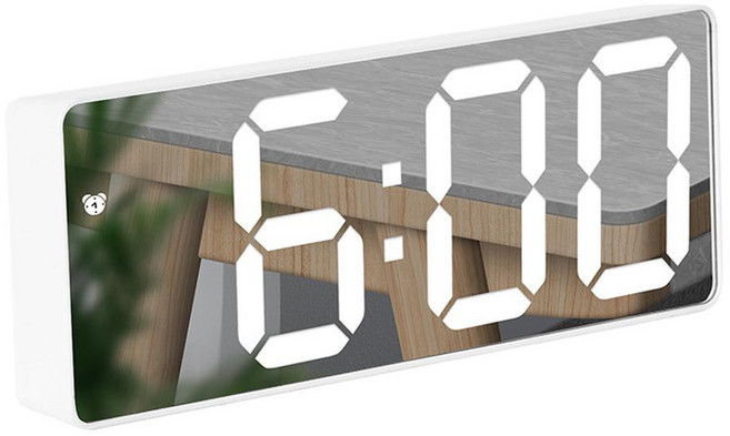 셀리빙 LED 미러 탁상시계, 화이트