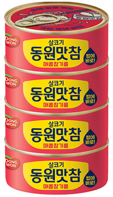 동원참치 살코기 맛참 매콤참기름, 90g, 4개