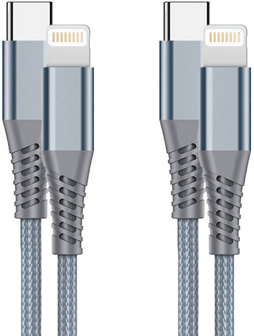 클로버나인 클로프 C타입 to 라이트닝 8핀 PD 초고속 충전 케이블 100W, 그레이, 2개, 2m