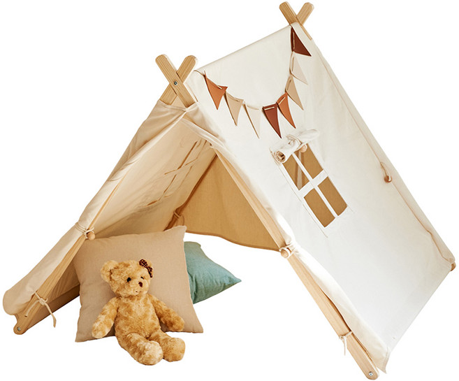 키엔비 원목 삼각 아기 텐트, 아이보리, 1개