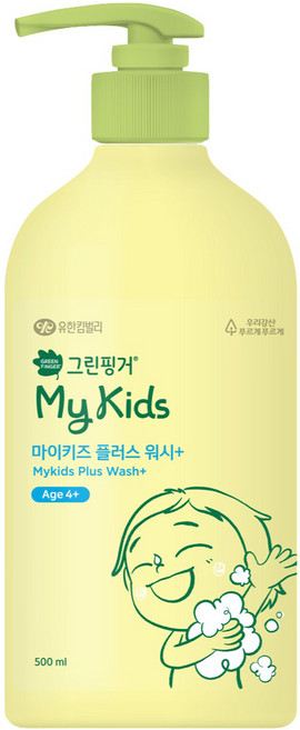 그린핑거 아동용 마이키즈 플러스 미세먼지 클렌징 저자극 워시 복숭아향, 500ml, 1개