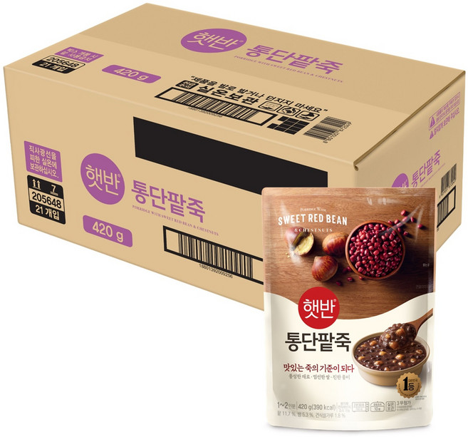 햇반 통단팥죽, 420g, 21개