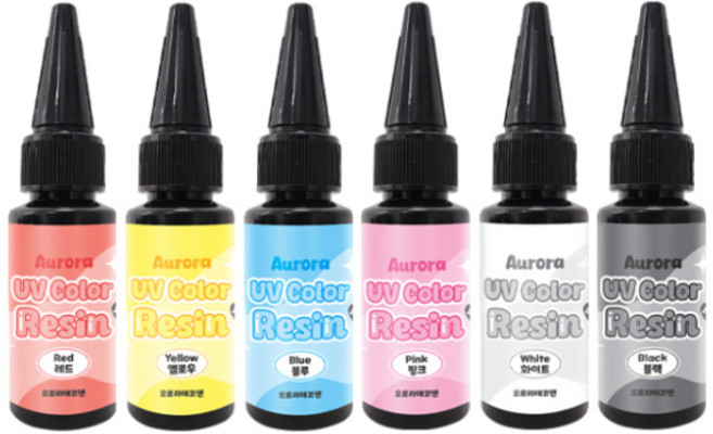 오로라데코덴 유브이 컬러 레진 6종 세트, 혼합색상, 1세트
