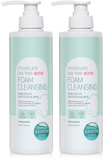 과일나라 바세린 모이스처 티트리 아크네 클렌징폼, 2개, 500ml