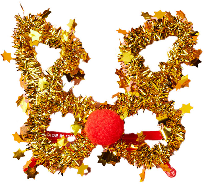 버터샵 크리스마스 골드 루돌프 안경, 골드 + 레드, FREE, 1개