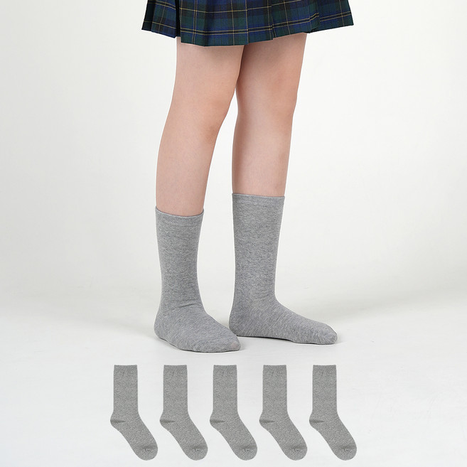 착한양말 주니어용 데일리 무지 장목 양말 5켤레 세트
