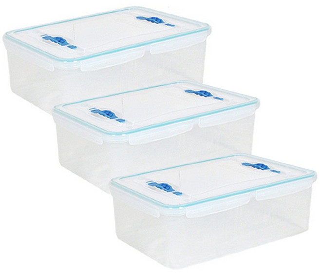 플라팜 국내 제조 탱크 밀폐 리빙박스 30L, 투명, 3개