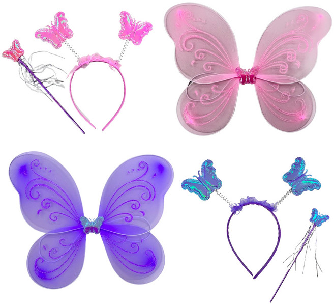 파티공구 요정 날개 머리띠 봉 2종 세트, 핑크, 라벤다, 1세트